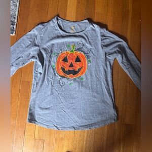 Gray Long Sleeve Pumpkin Shirt Girls XL(16-18)
